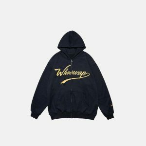 youthful zip up hoodie sleek design meets urban comfort 7153